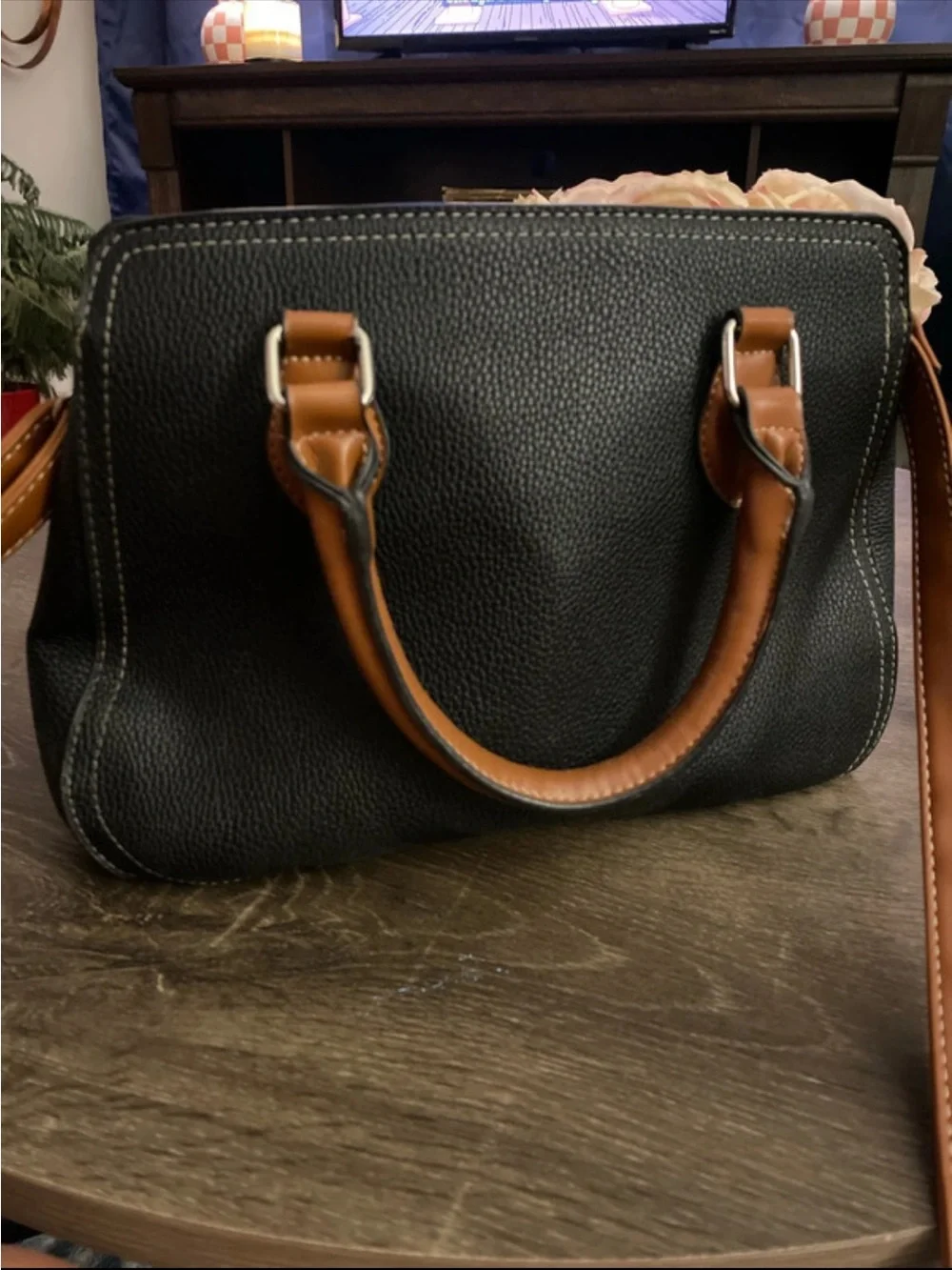 Black & Brown Structured Satchel Handbag - Classic Women's Bag